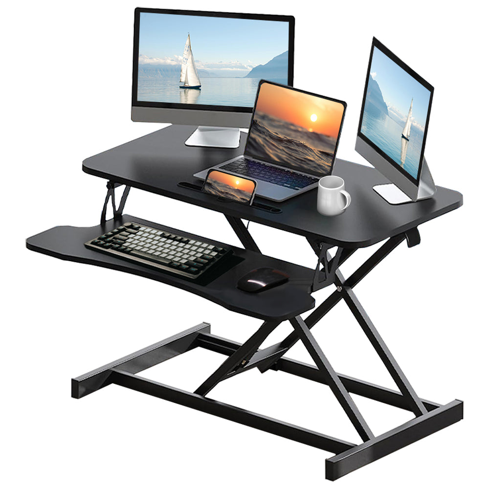 Height Adjustable Standing Desk Converter with Keyboard Tray, Black