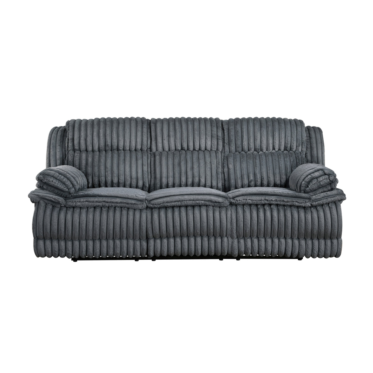 Dark Gray Corduroy Reclining Sofa, 95 in Wide