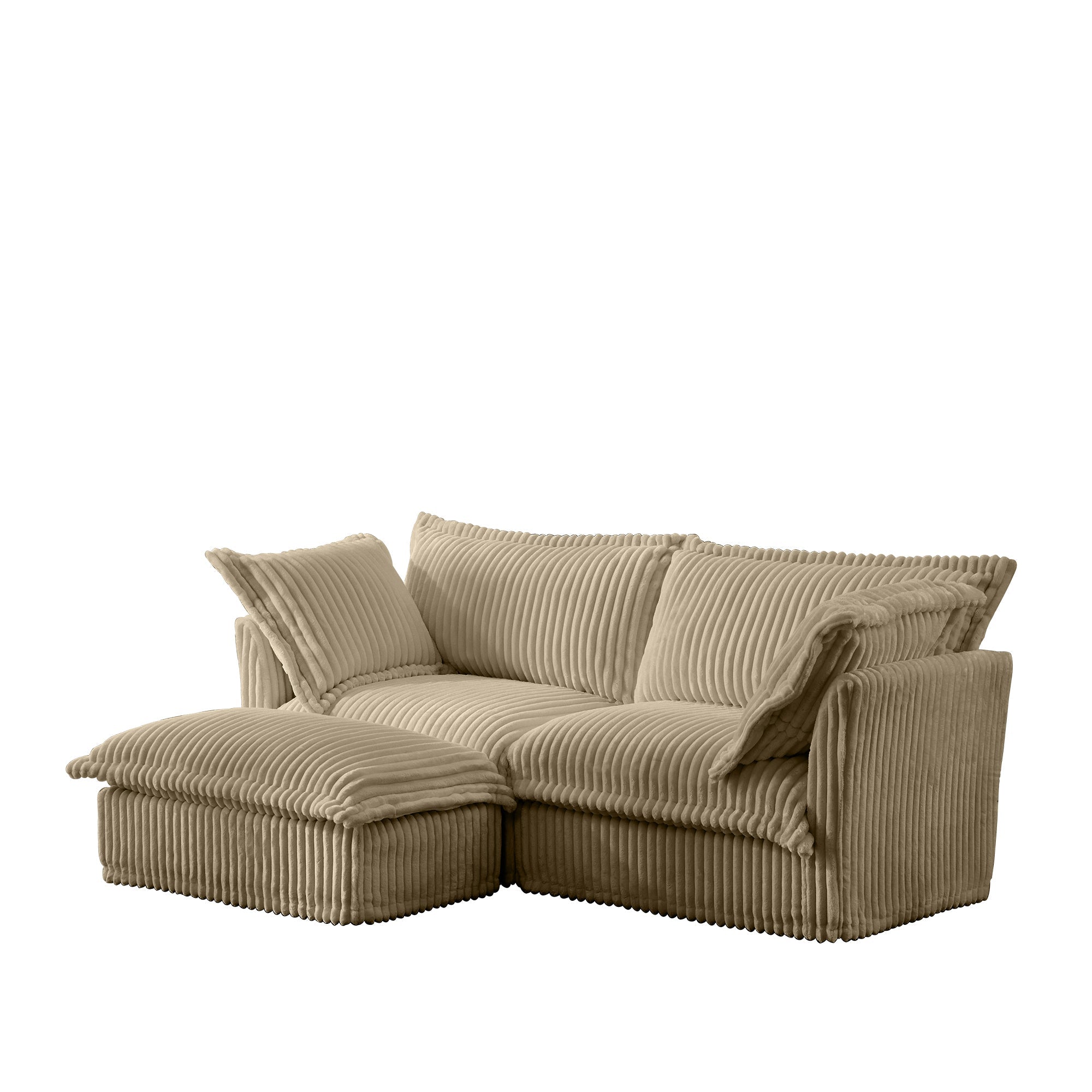 Fluffy 2-Seat Modular Sofa in Corduroy Camel #OttOnly_1 #Fabric_Corduroy Camel