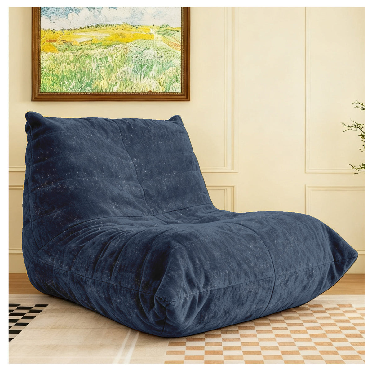 Blue Bean Bag Chair, 41.3 in Wide