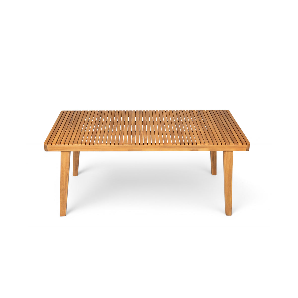 Natural Solid Wood Outdoor Dining Table, 69 in Wide, Slatted