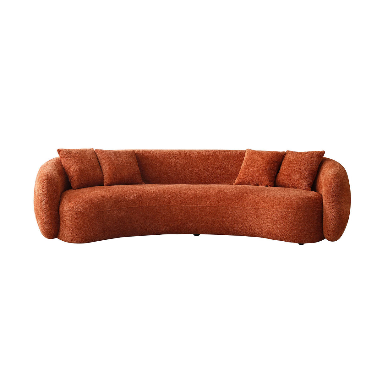 Orange Boucle Sectional Couch, 102.4 in Wide