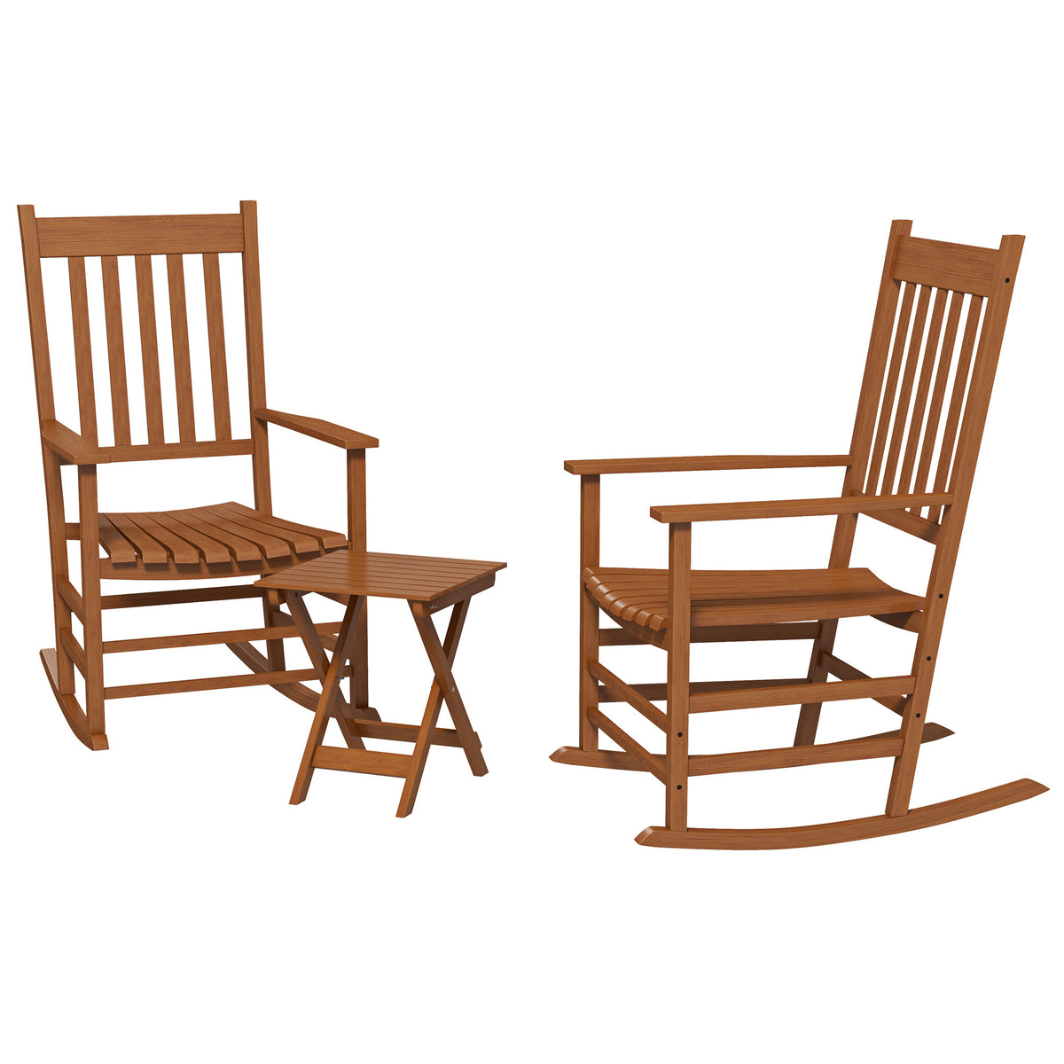 Natural Wood 3-Piece Patio Conversation Set for 2