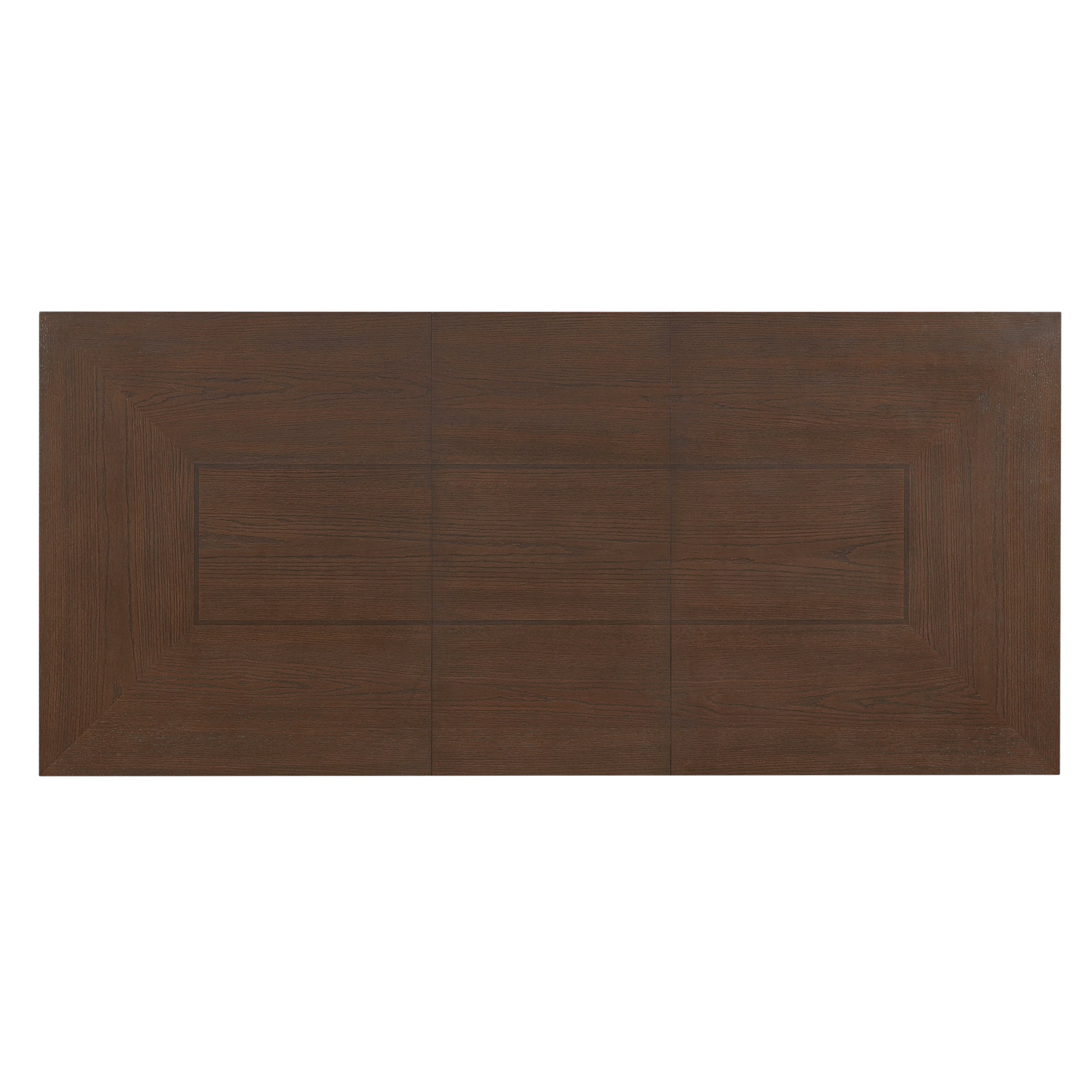 Overhead studio view of the walnut dining table top showing the wood grain pattern