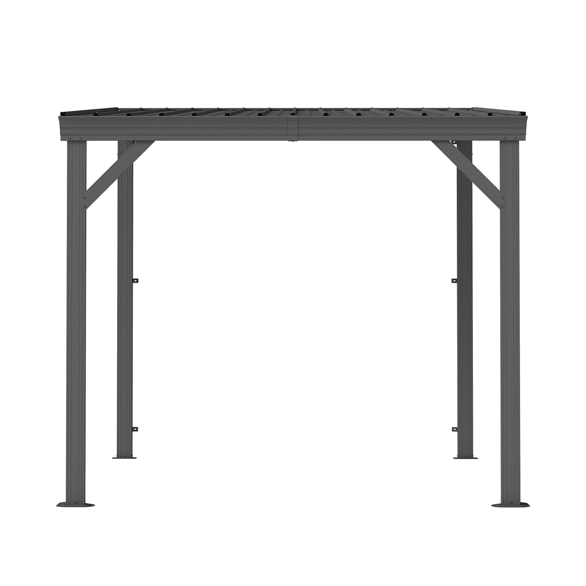 8x8 ft Gray Metal Lean-To Hardtop Gazebo