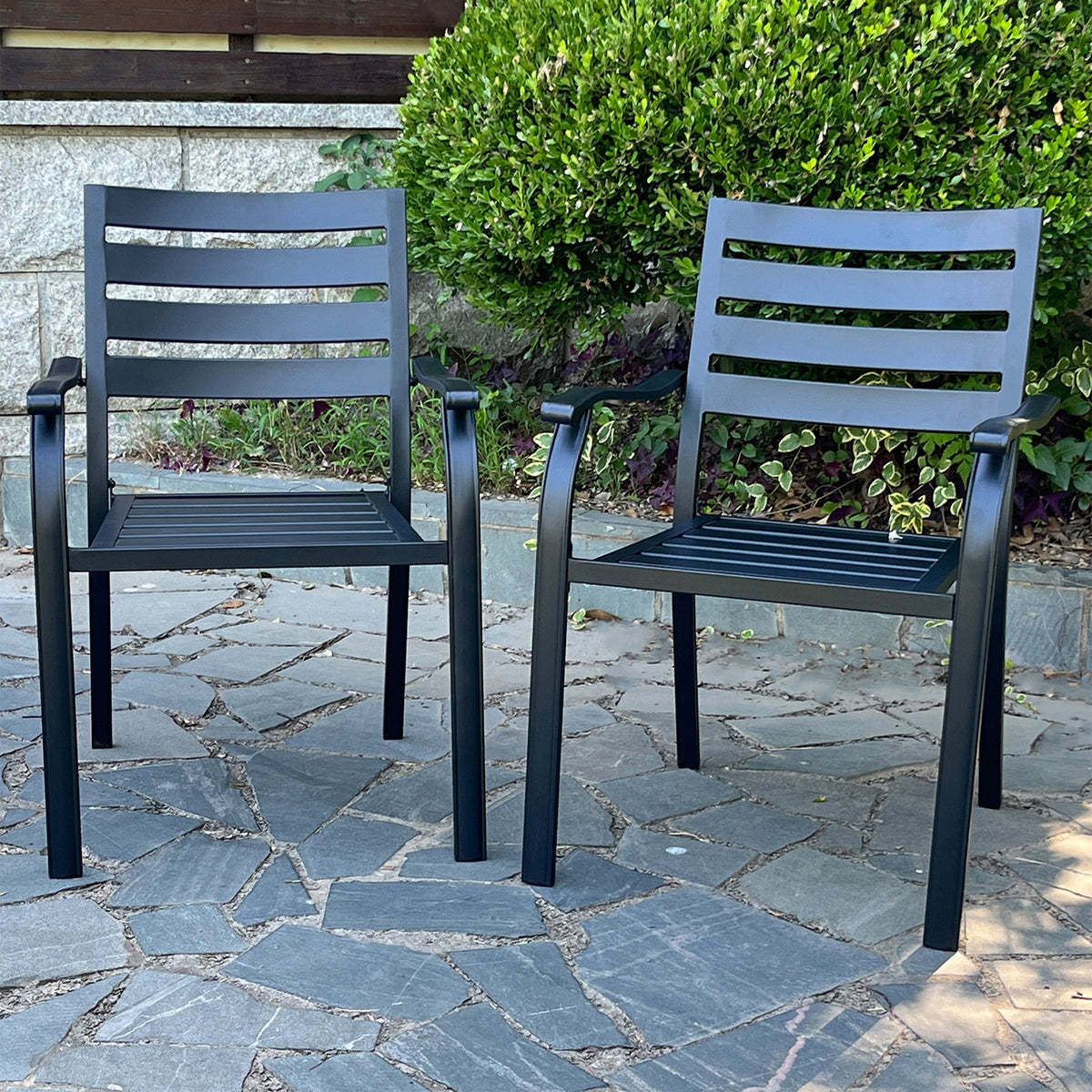 Black Metal Outdoor Dining Chair, Set of 2