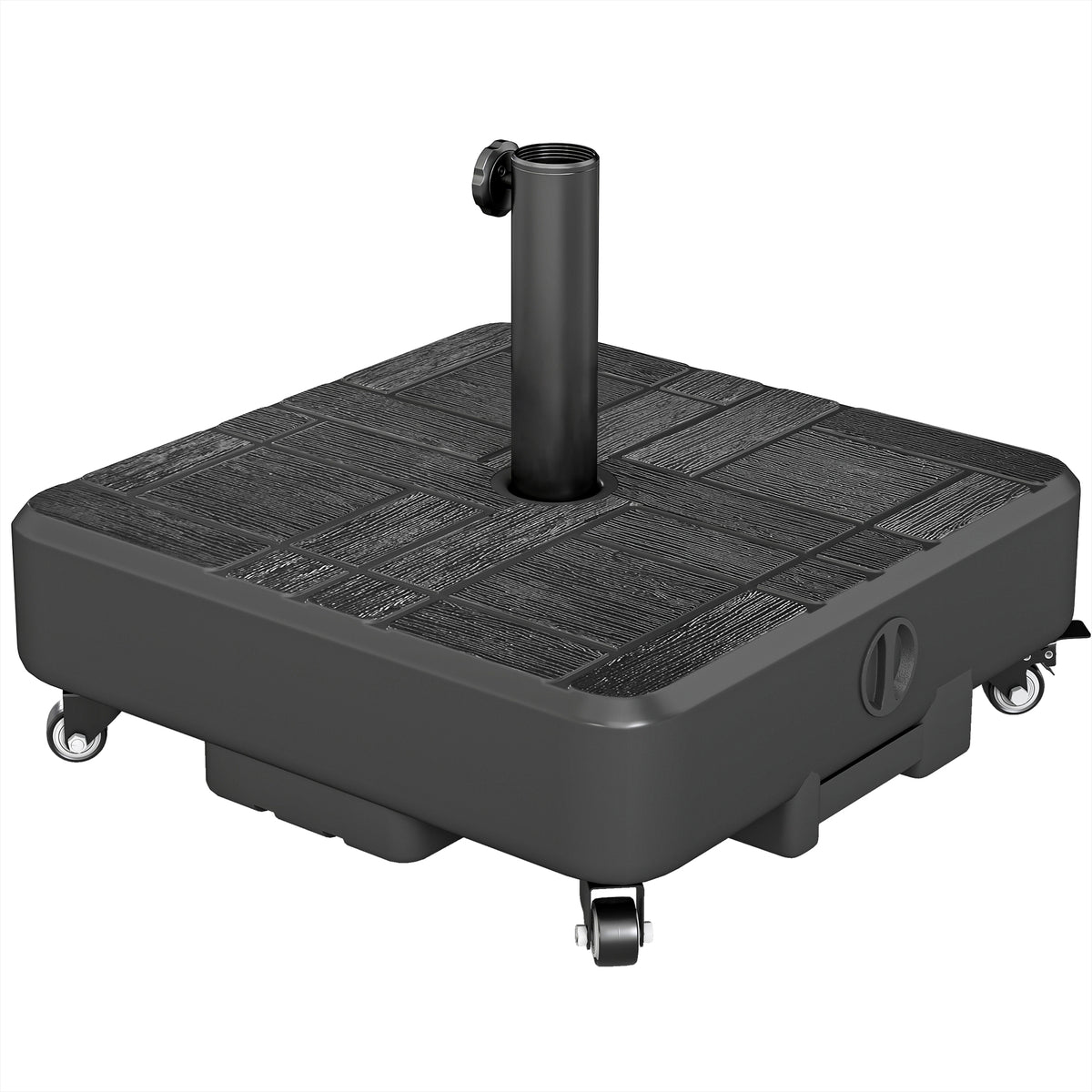 Black Patio Umbrella Base, with Wheels, 62 lb Fill
