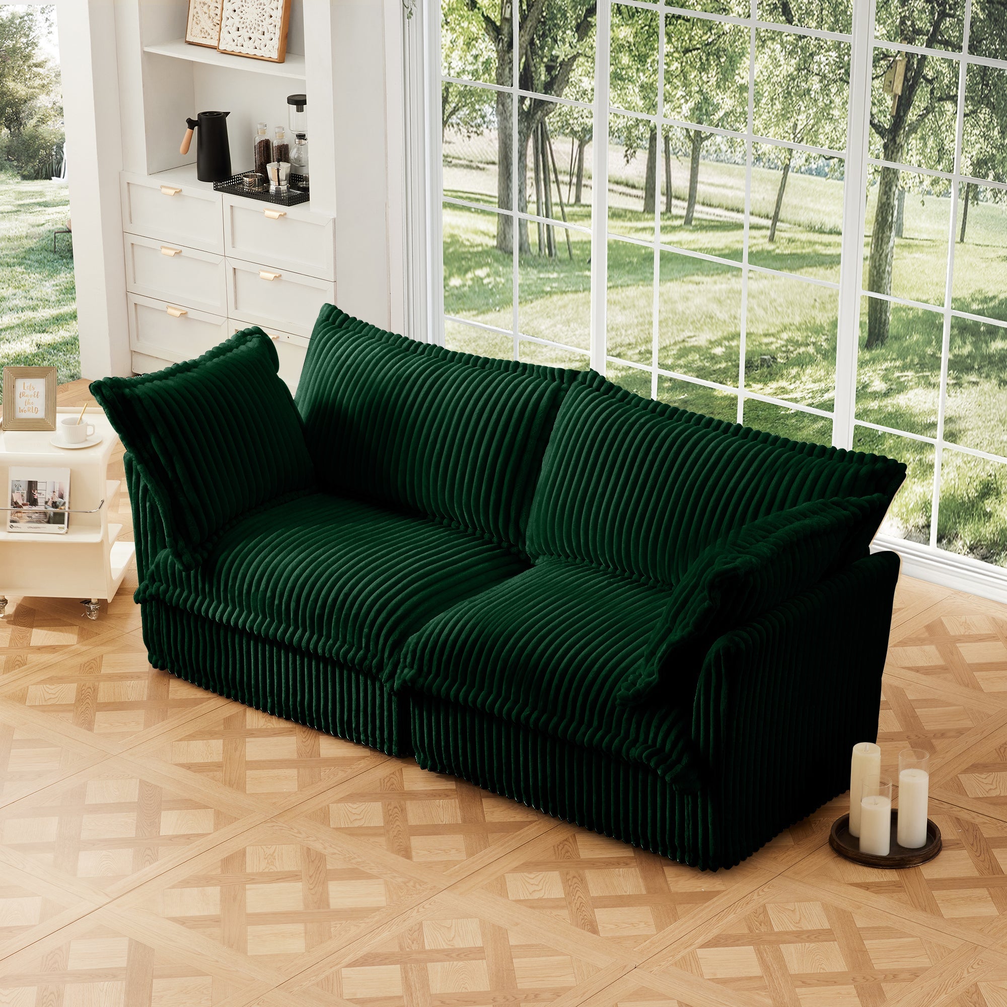 Fluffy 2-Seat Modular Sofa in Corduroy Emerald #OttOnly_0 #Fabric_Corduroy Emerald