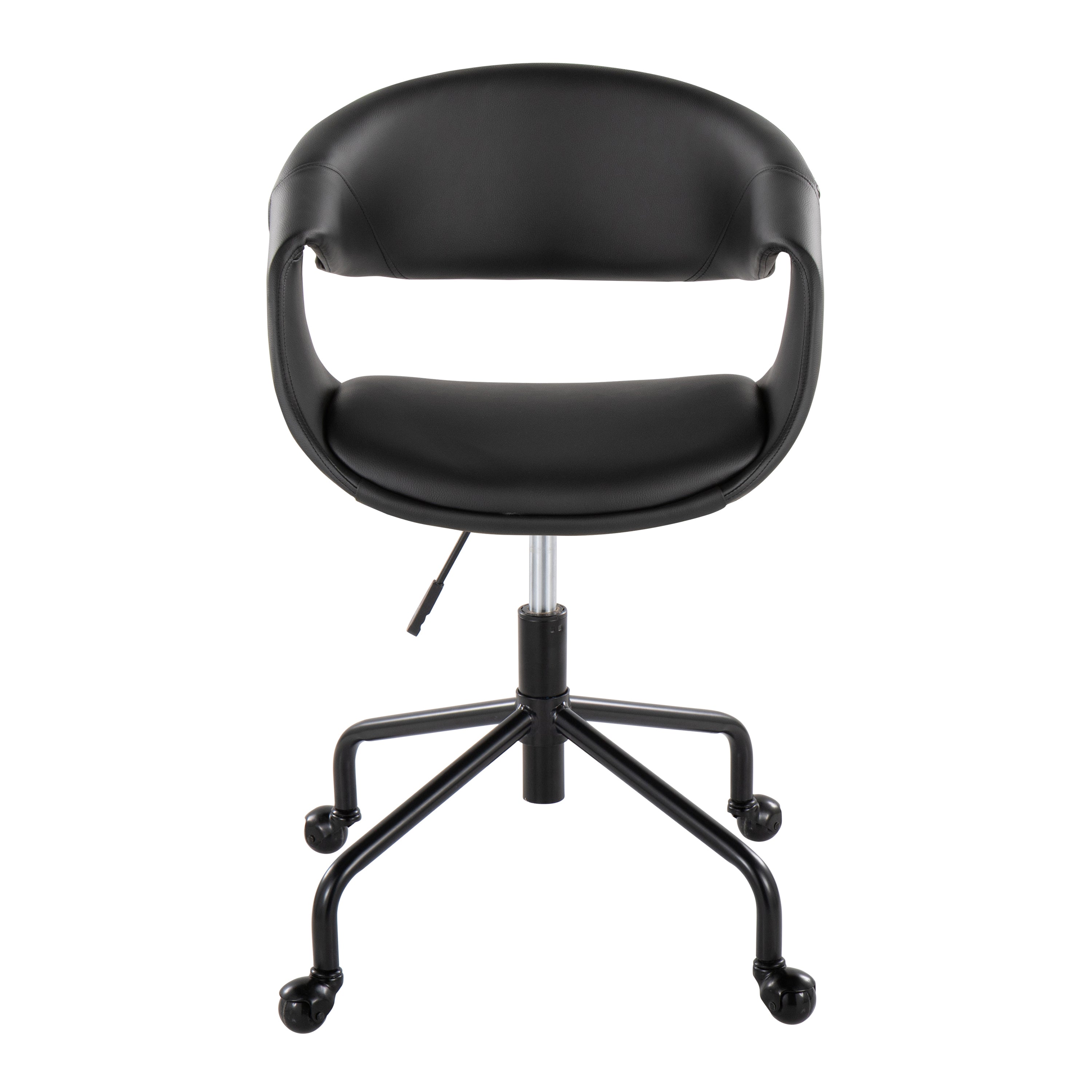 Office Chair, 27.5 in, Black, vegan leather, Metal