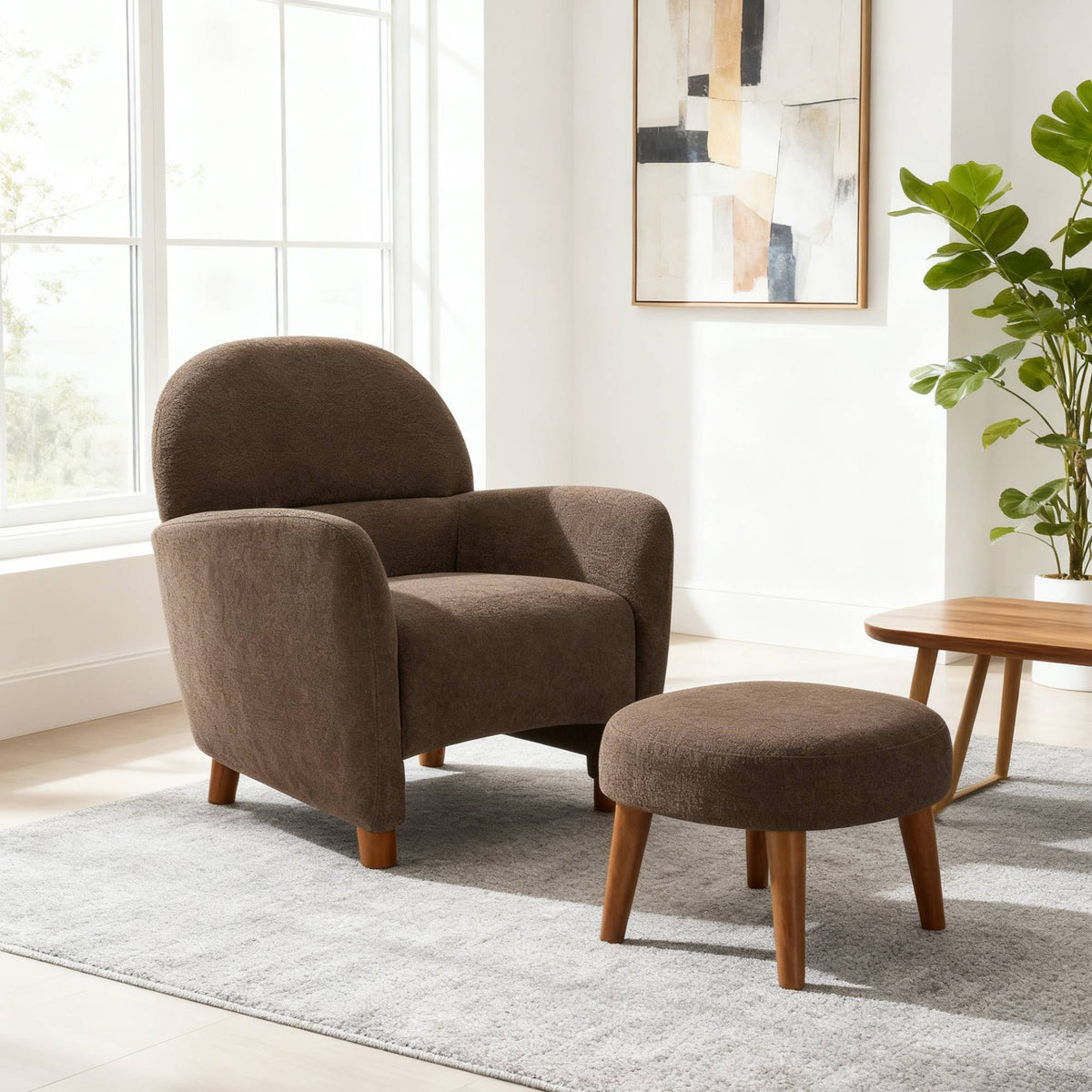Brown Accent Chair, 30.3 in Wide