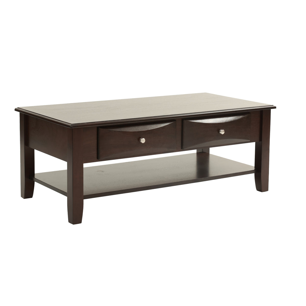 Black Rectangular Coffee Table with Storage, 47 in