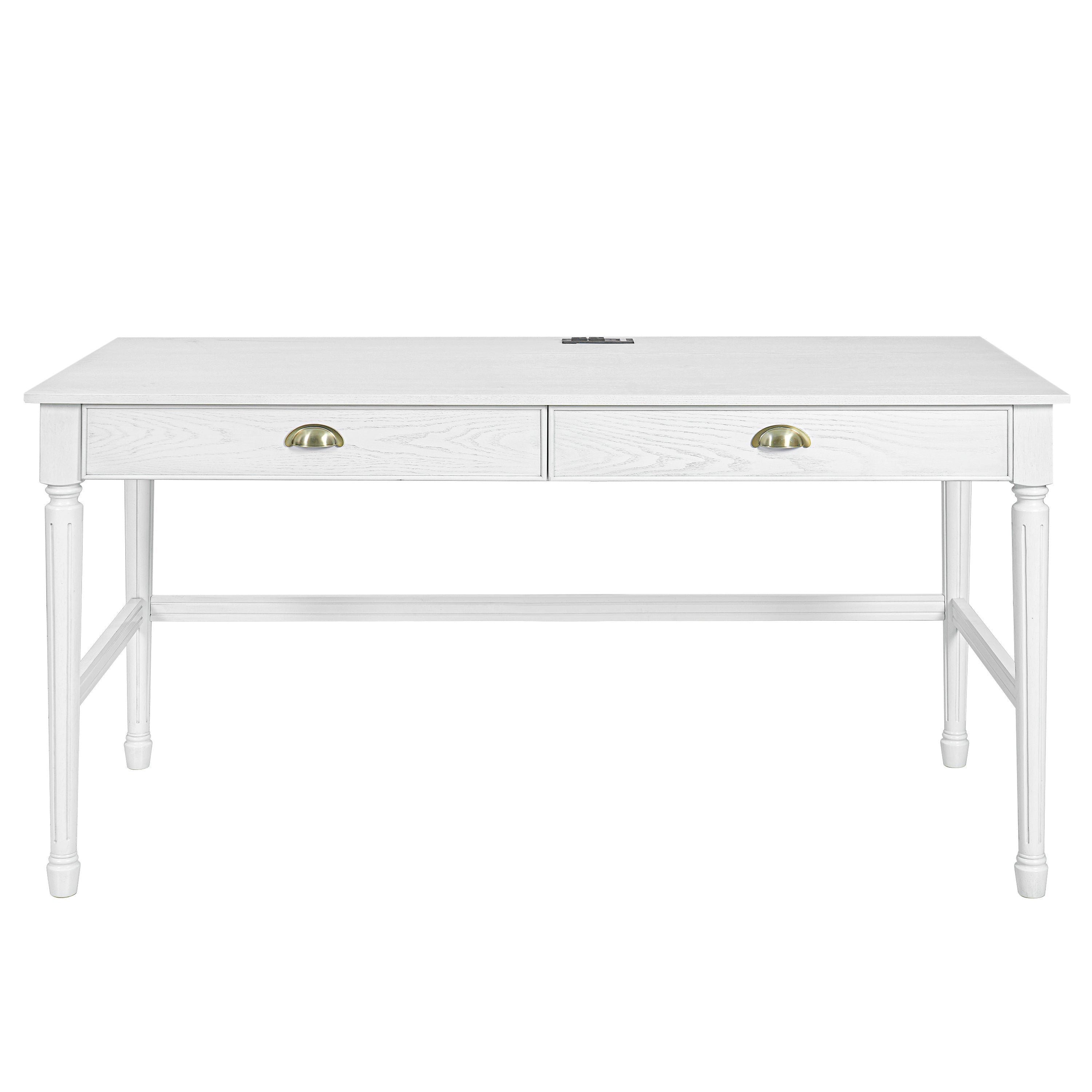 Modern Writing Desk with Charging Station, 60 in, White