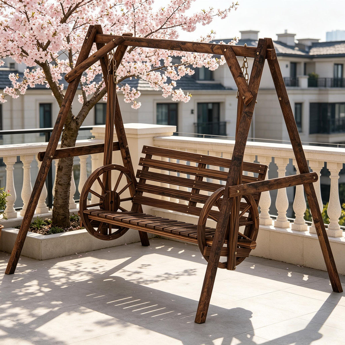 Brown Porch Swing with Stand