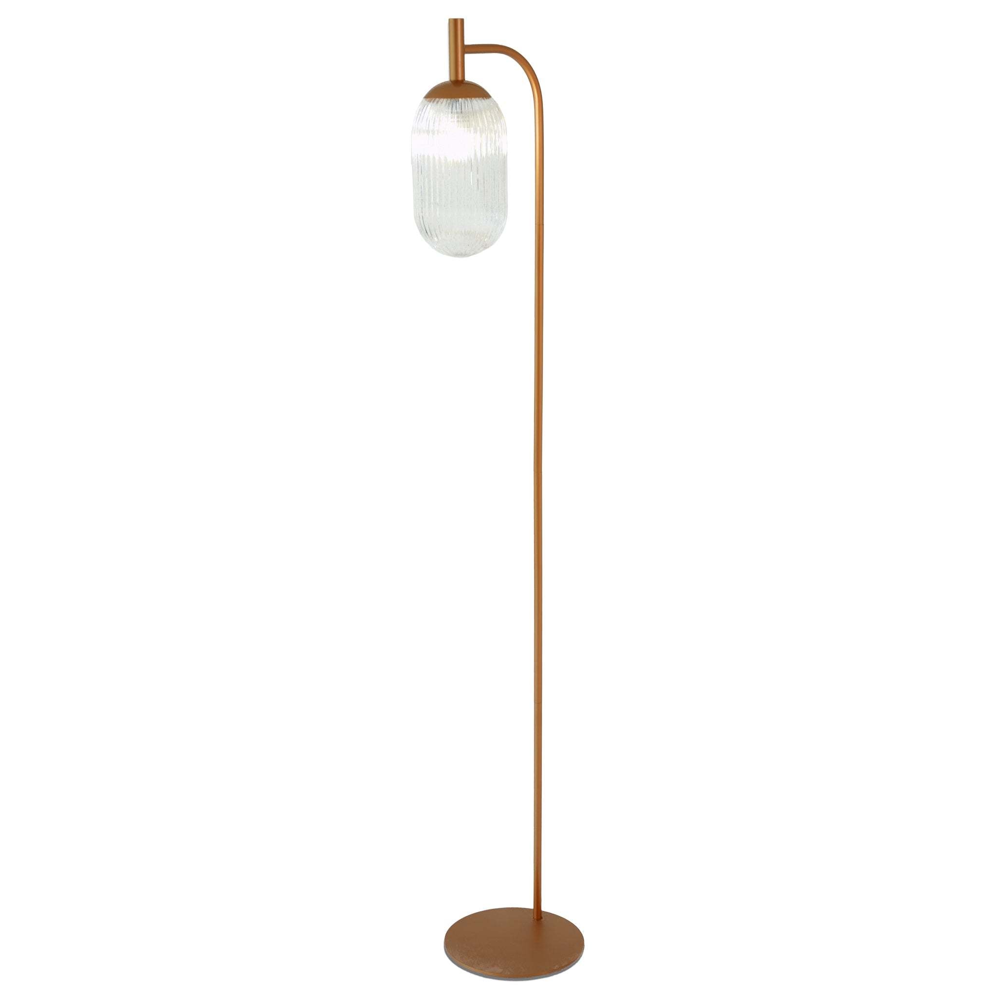 Floor Lamp with Glass Shade, Bronze
