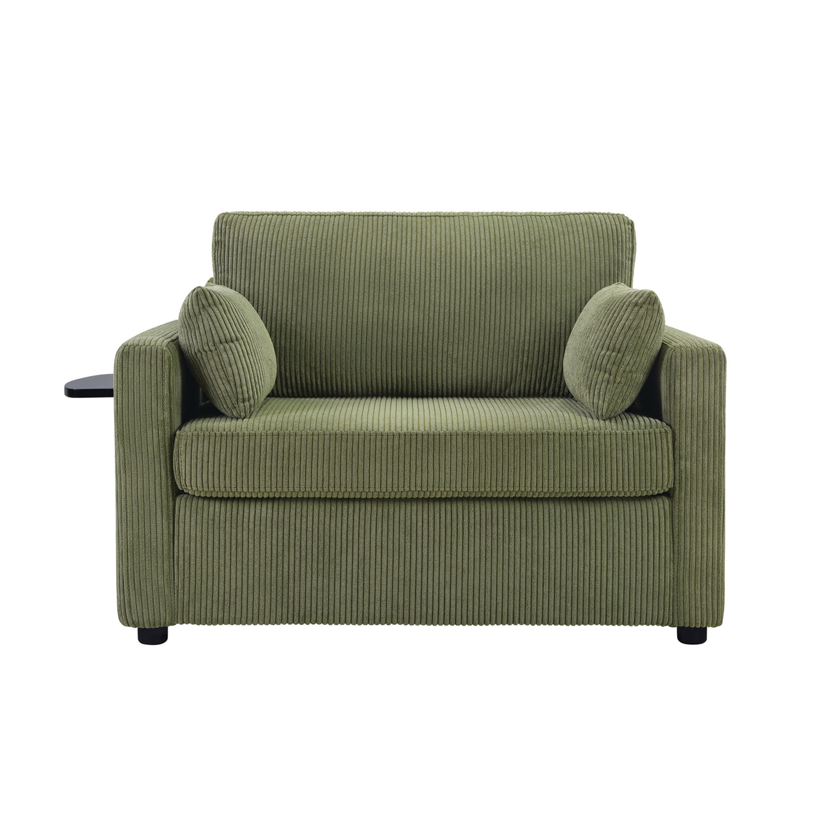 Green Corduroy 2-Seat Sleeper Sofa, USB Charging, 47.2 in Wide