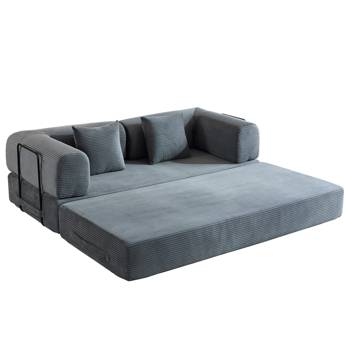Gray Corduroy 2-Seat Sleeper Sofa, 78 in Wide