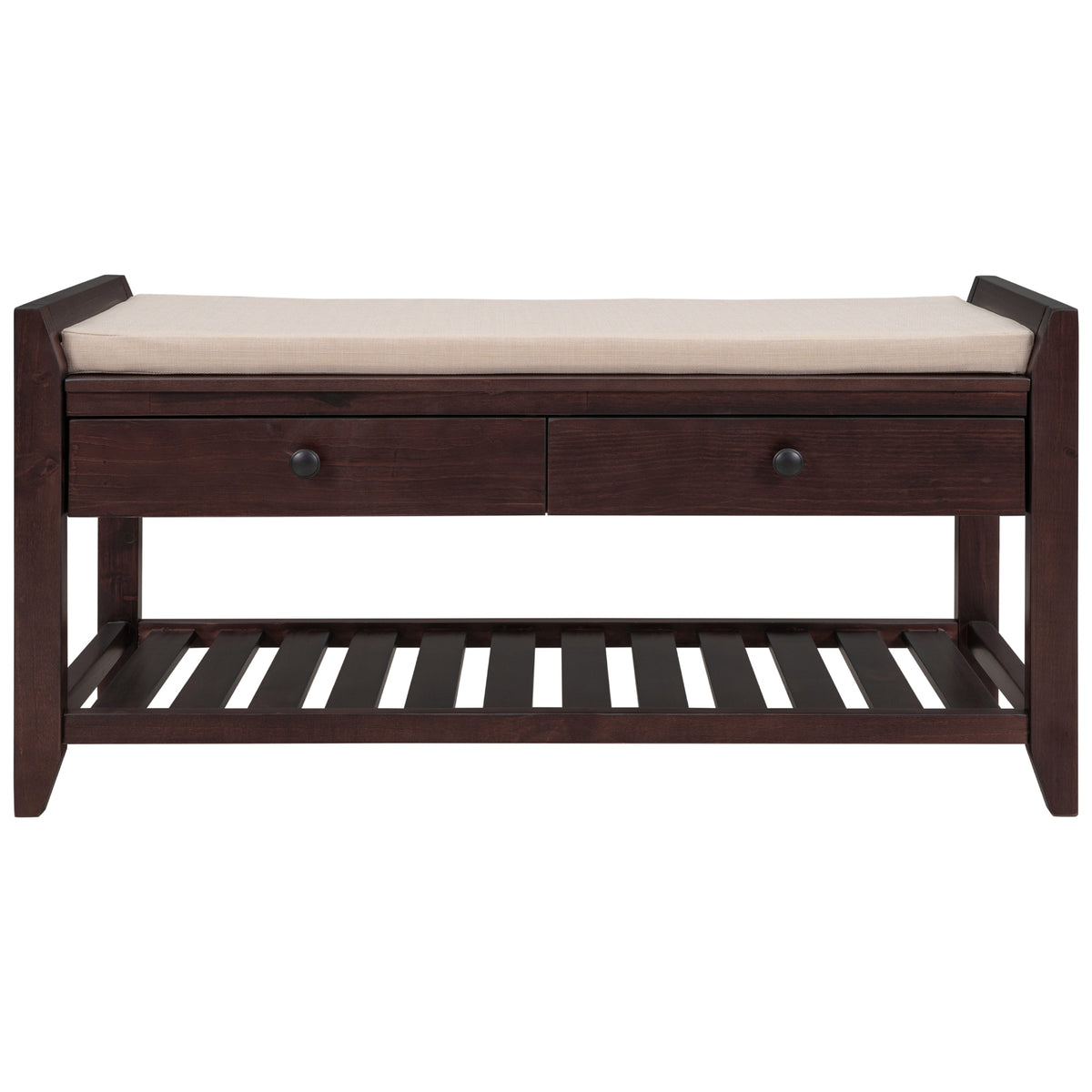 Espresso Shoe Storage Bench, 39 in Wide