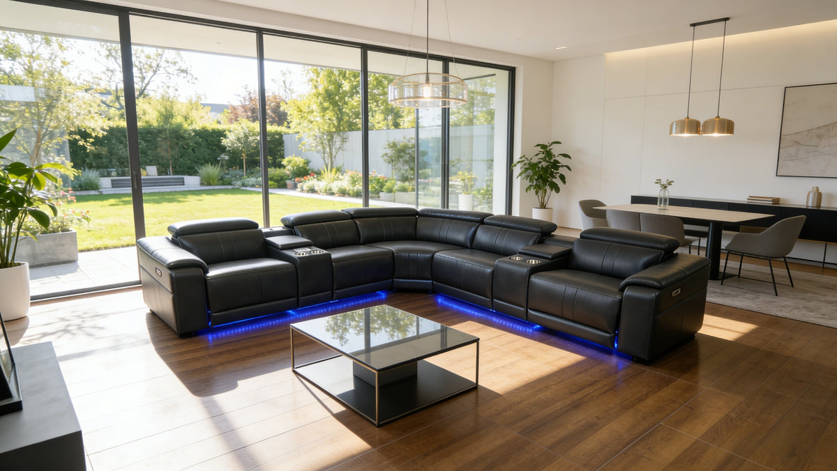 Dark Gray Power L-Shaped Reclining Sectional with Console