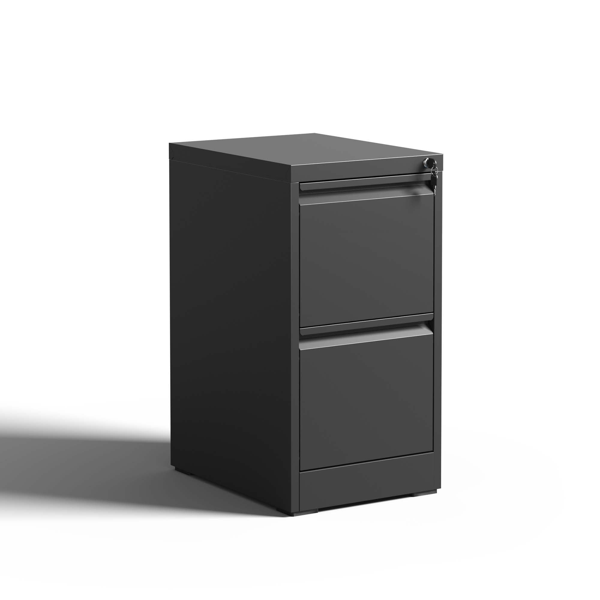 Vertical File Cabinet with Drawers and Lock, 15.2 in, Black