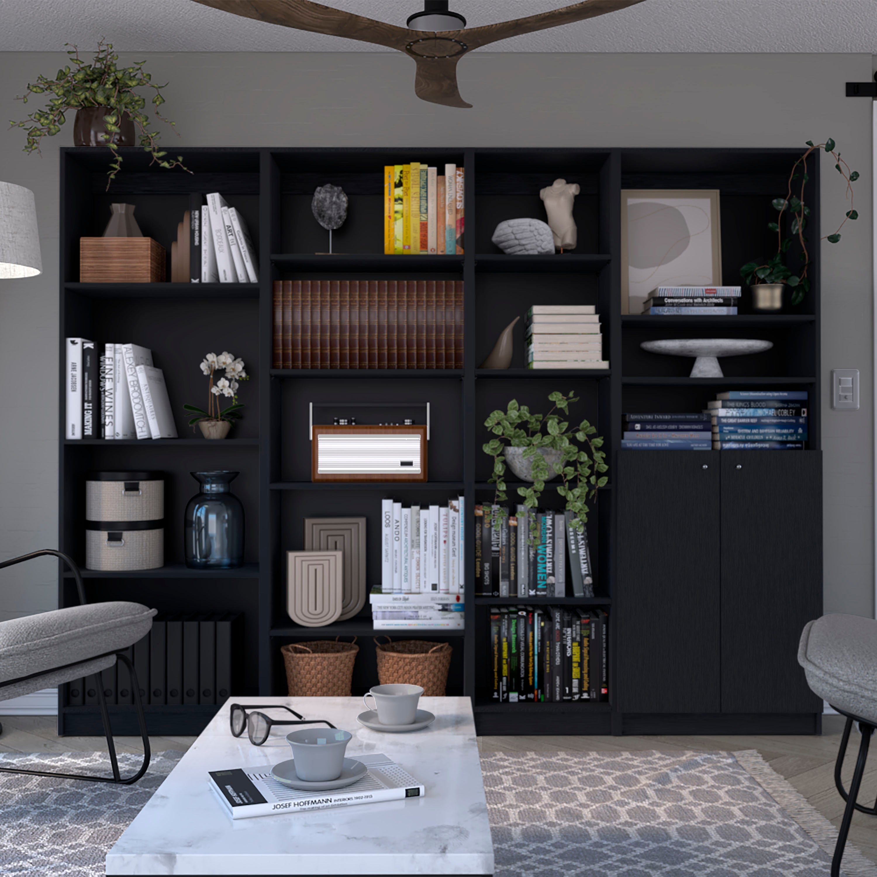 Bookcase, 91.8 in, Black