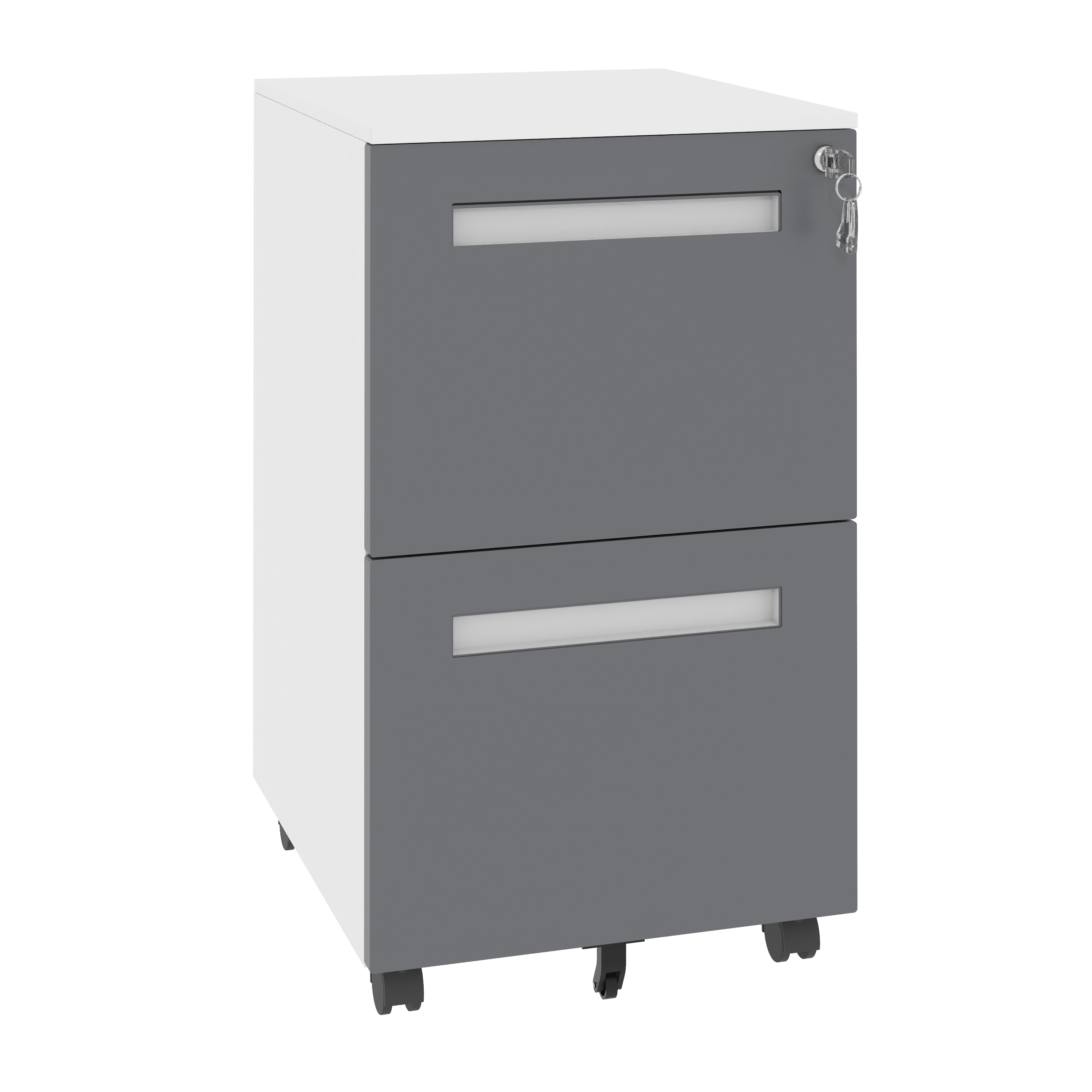 Rolling File Cabinet with Drawers and Lock, 26.6 in, White