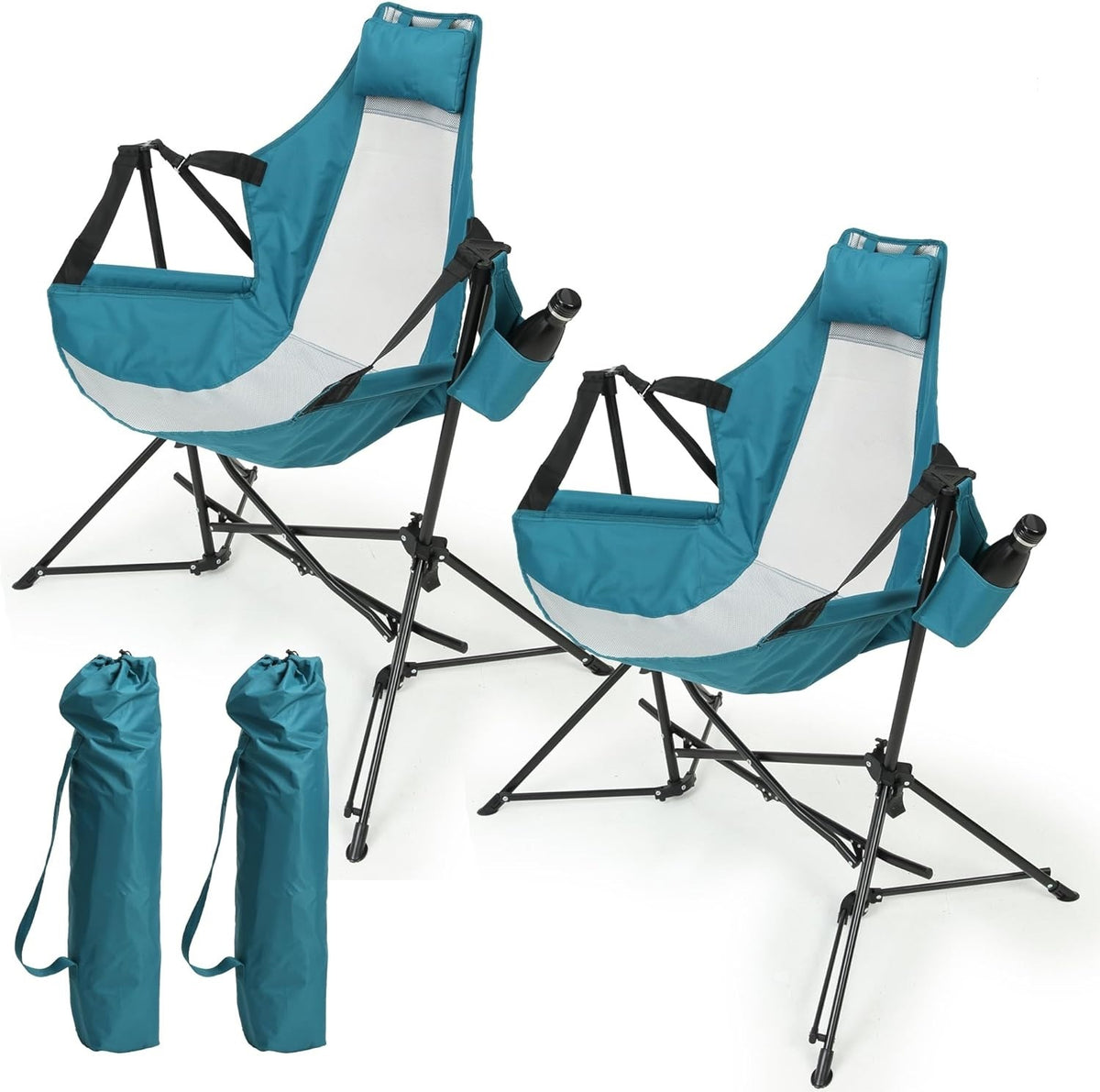 Blue Metal Folding Hammock Chair, Set of 2