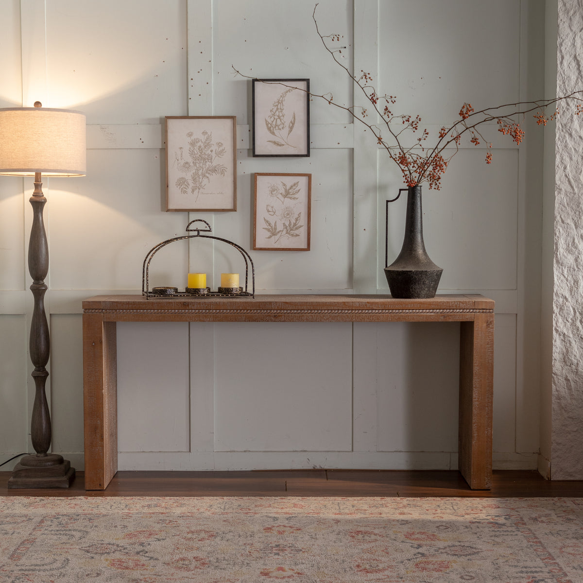 Natural Entryway Console Table, 63.8 in Wide