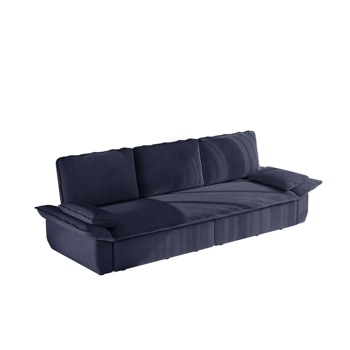 Blue Corduroy 3-Seat King Sleeper Sofa, 94.5 in Wide