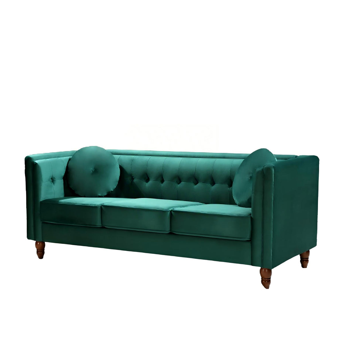 Green Velvet 3-Seat Chesterfield Sofa, 80.7 in Wide