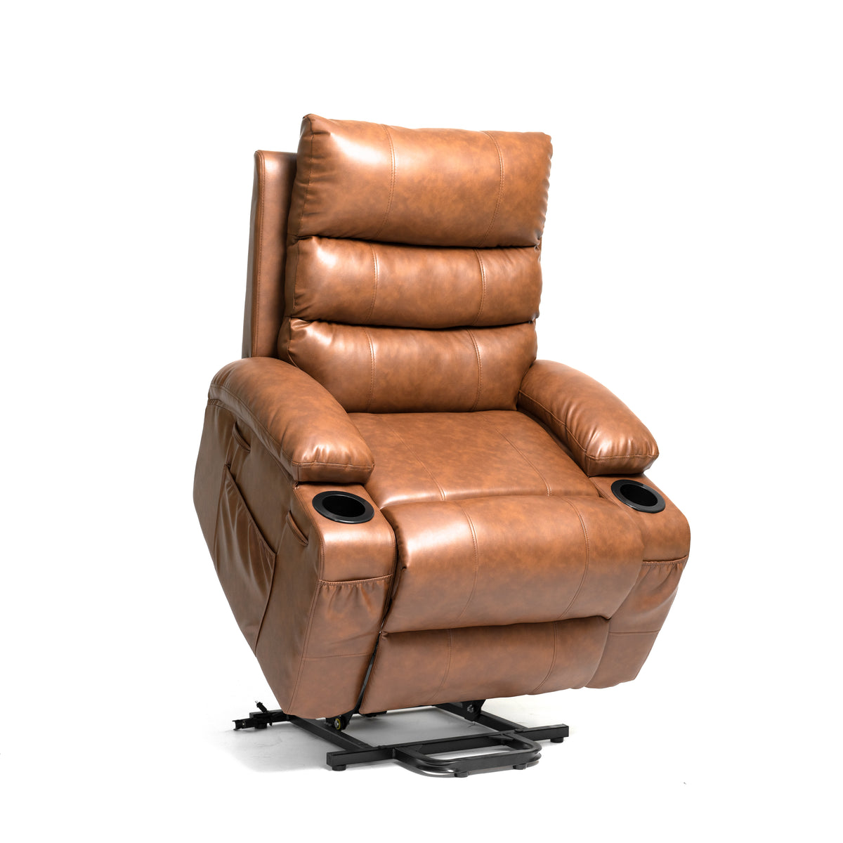 Brown Vegan Leather Power Lift Recliner