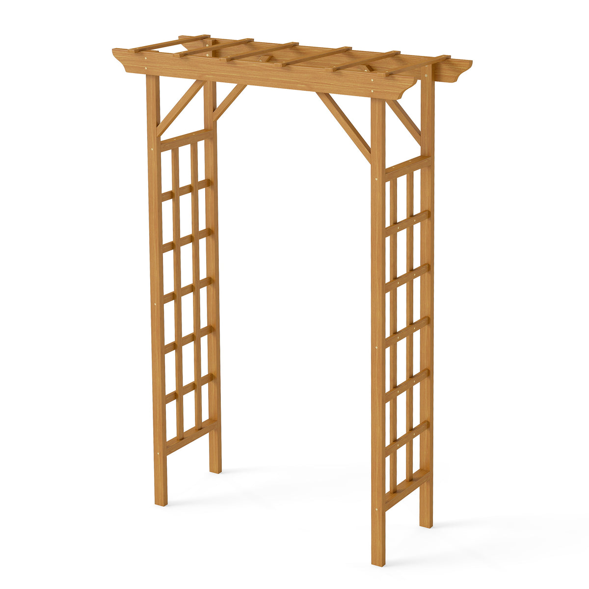 Light Brown Solid Wood Garden Arbor, with Trellis