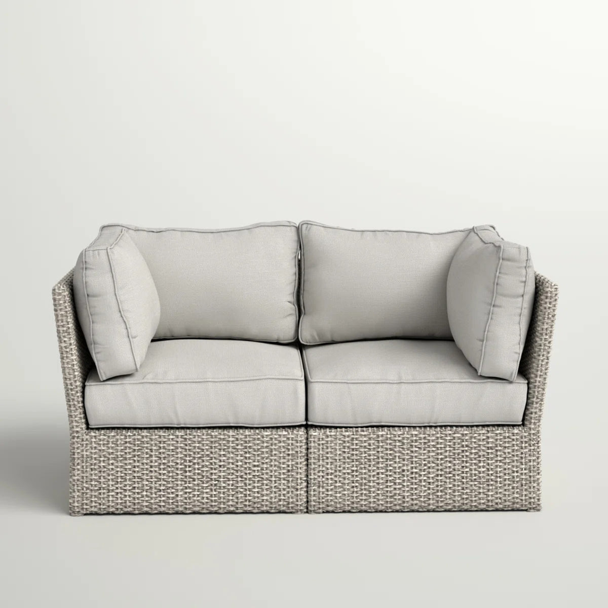 Gray Wicker Outdoor Loveseat with Cushions