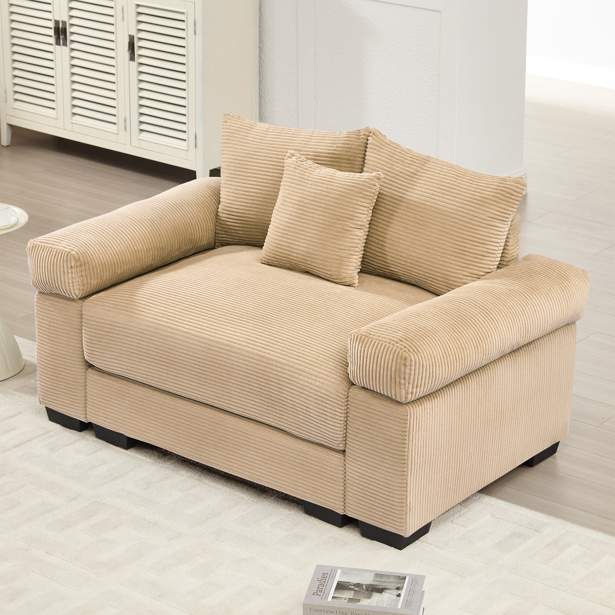 Camel Corduroy Modular Sectional, 54.3 in Wide