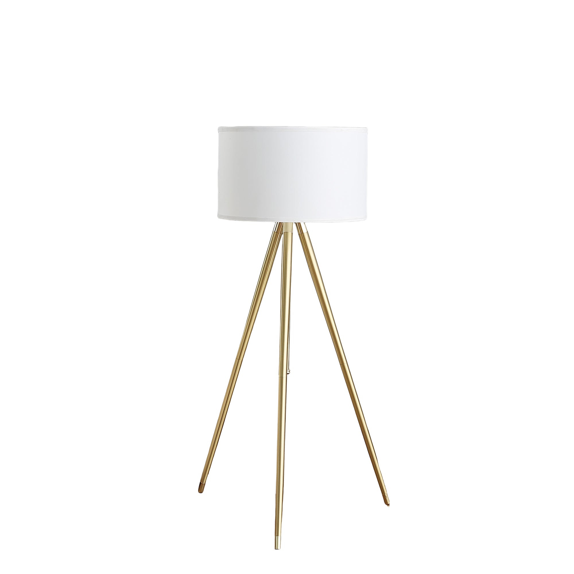 Floor Lamp, Adjustable Tripod Base, Gold and White