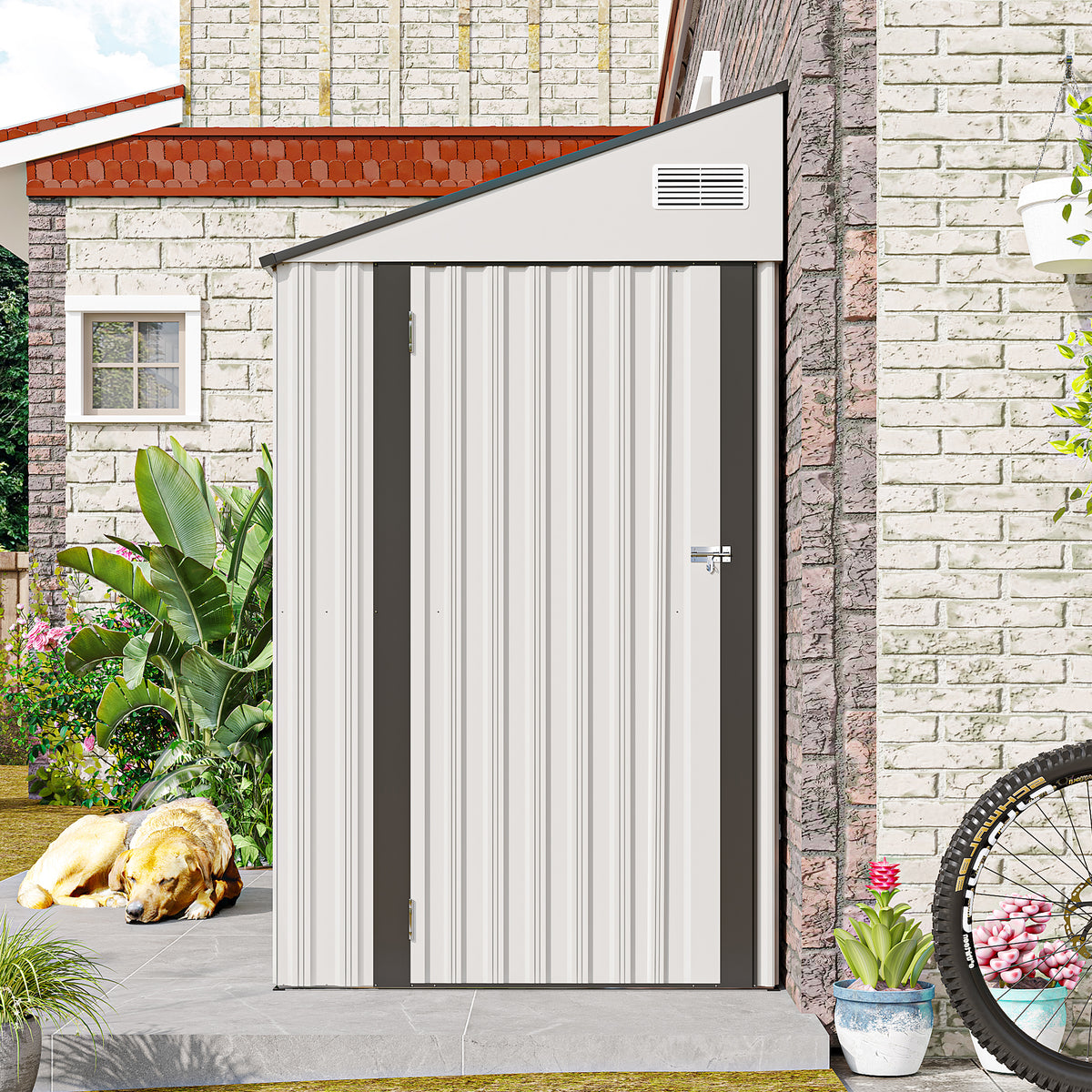 White Metal Storage Shed, 3.8x8.1 ft