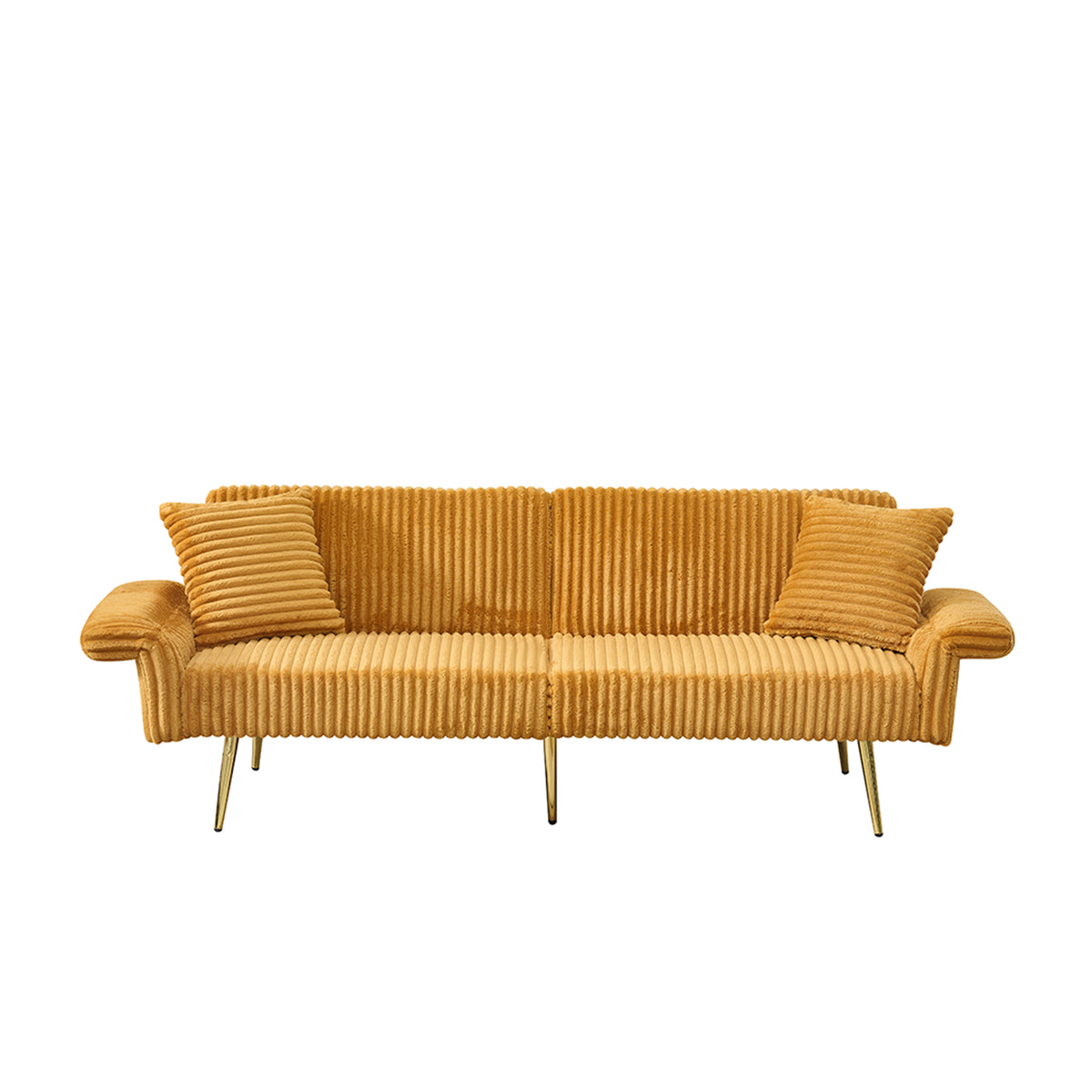 Yellow Corduroy 2-Seat Sleeper Sofa, 79 in Wide