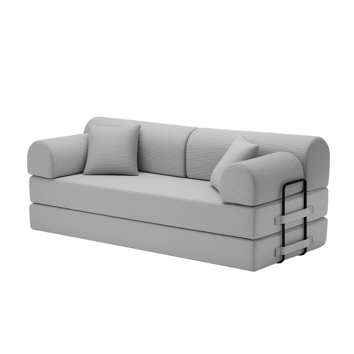 Gray Corduroy Sleeper Sofa, No Assembly, 78.7 in Wide
