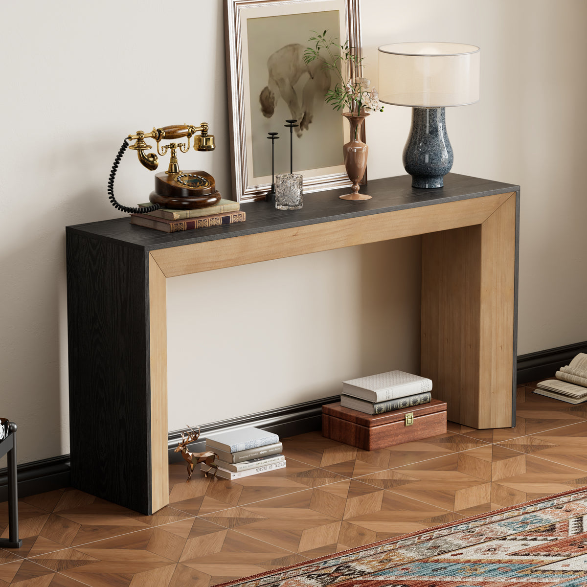 Brown Entryway Console Table, 59 in Wide