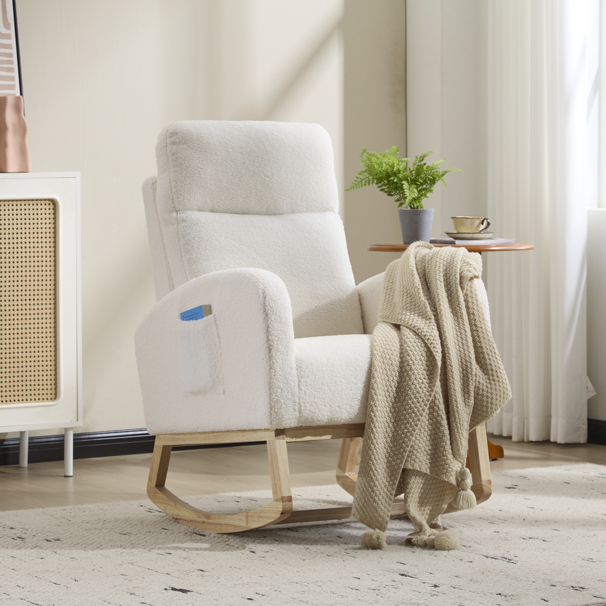 White Sherpa Glider Chair, Nursery