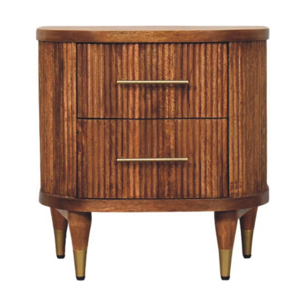 Solid Mango Wood Nightstand, 2 Drawers, 22 in. Tall