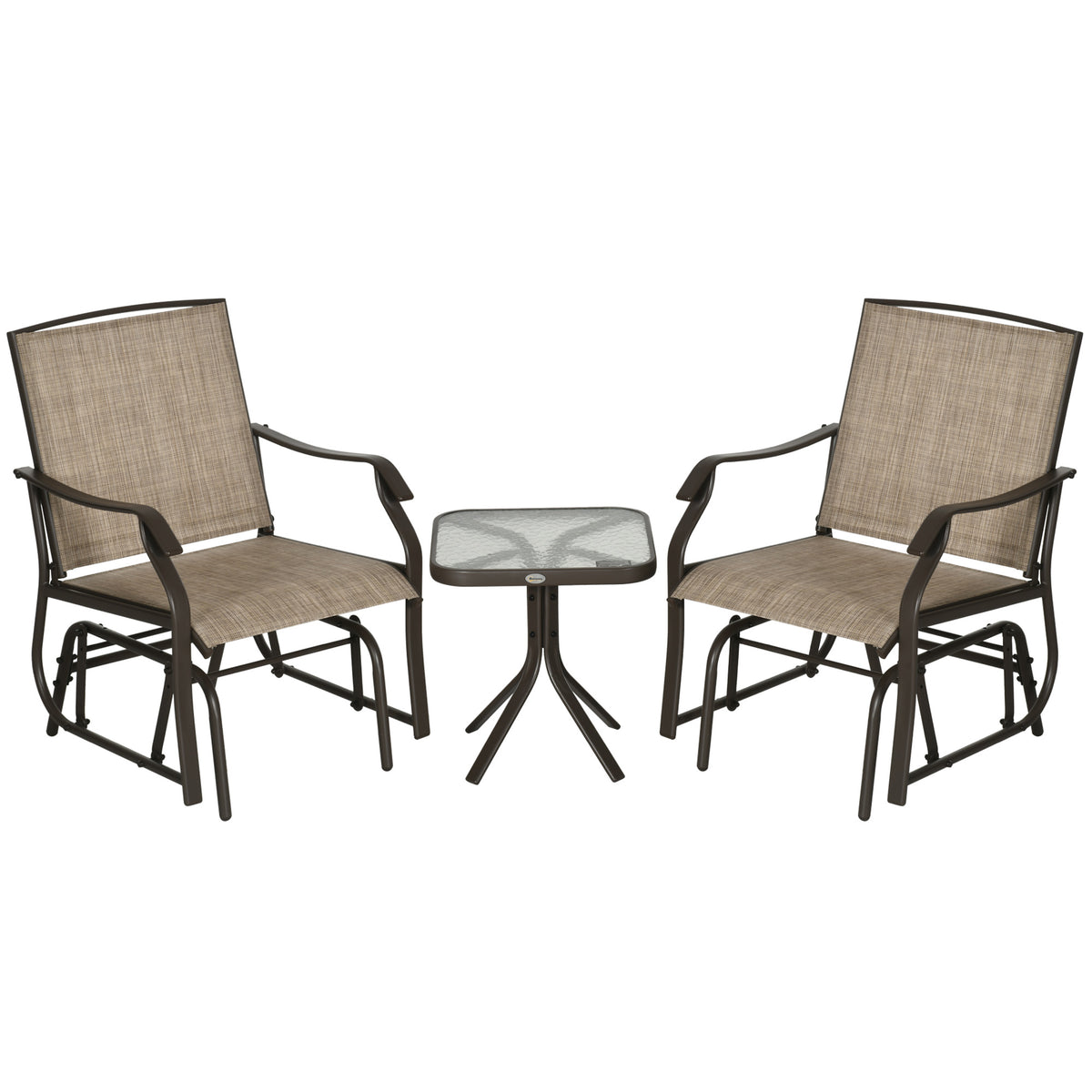 Brown Metal Glider 3-Piece Patio Conversation Set
