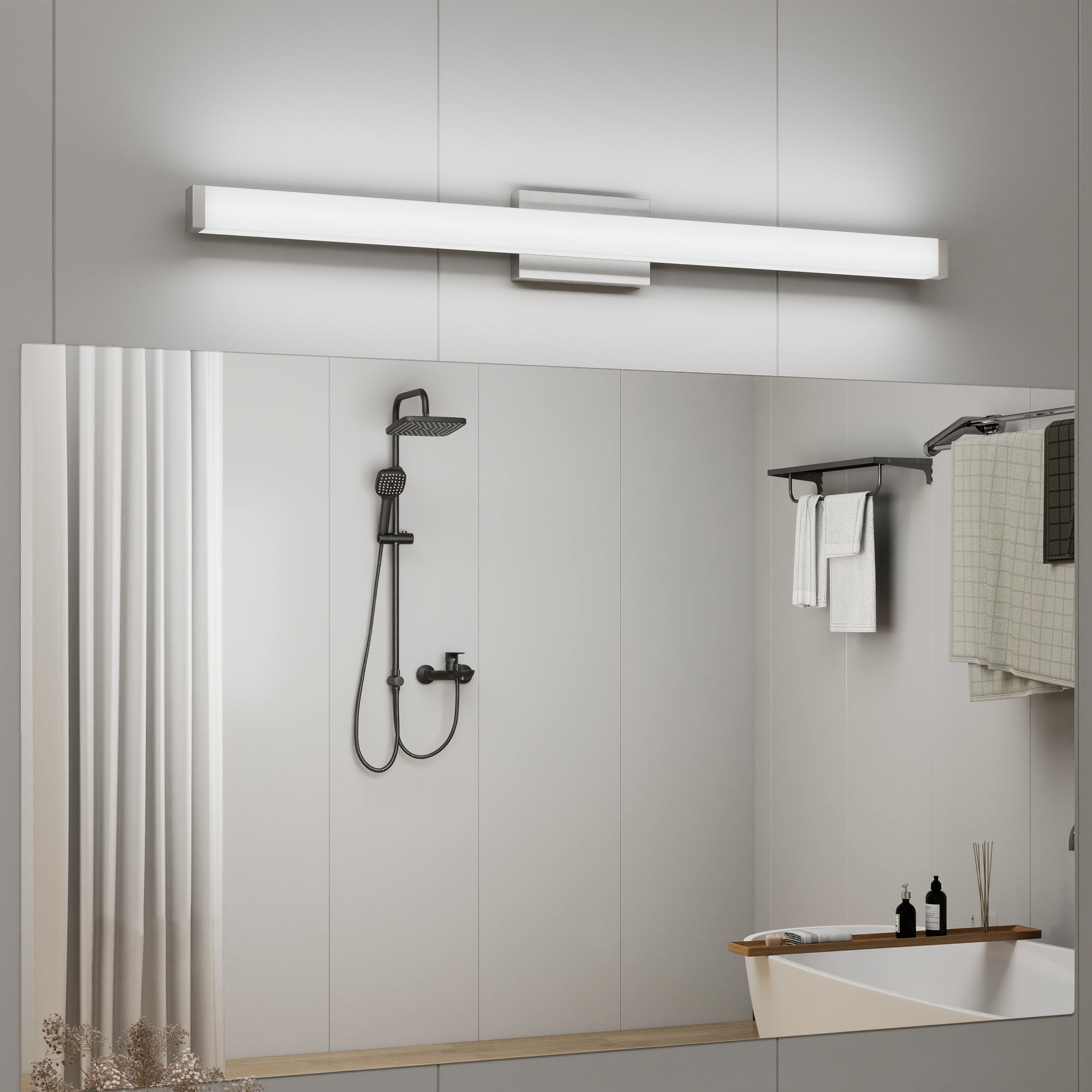 Vanity Light, 41-Inch Plug-In LED with Acrylic Shade, Chrome