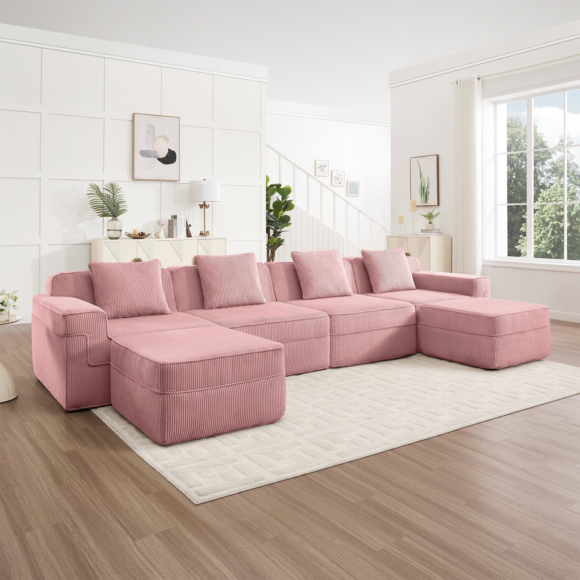 Hudson 4-Seat Boneless Couch in Pink #OttOnly_2 #Color_Pink
