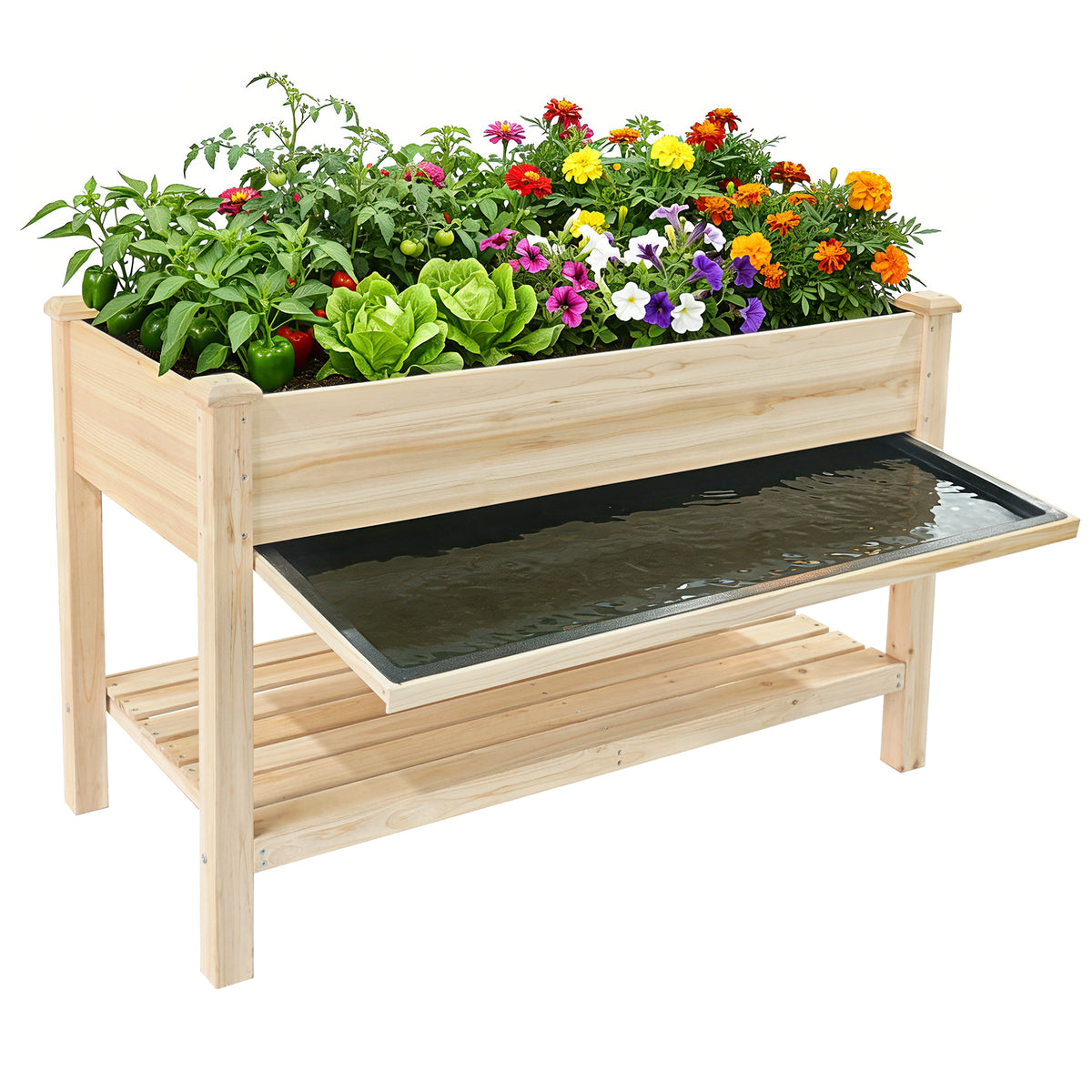Natural Solid Wood Raised Garden Bed