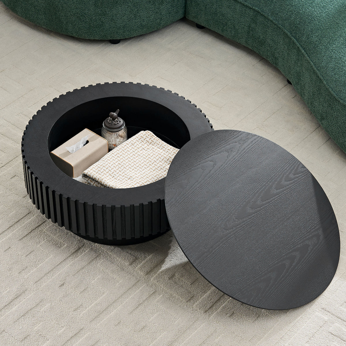 Black Coffee Table with Storage, 31.5 in