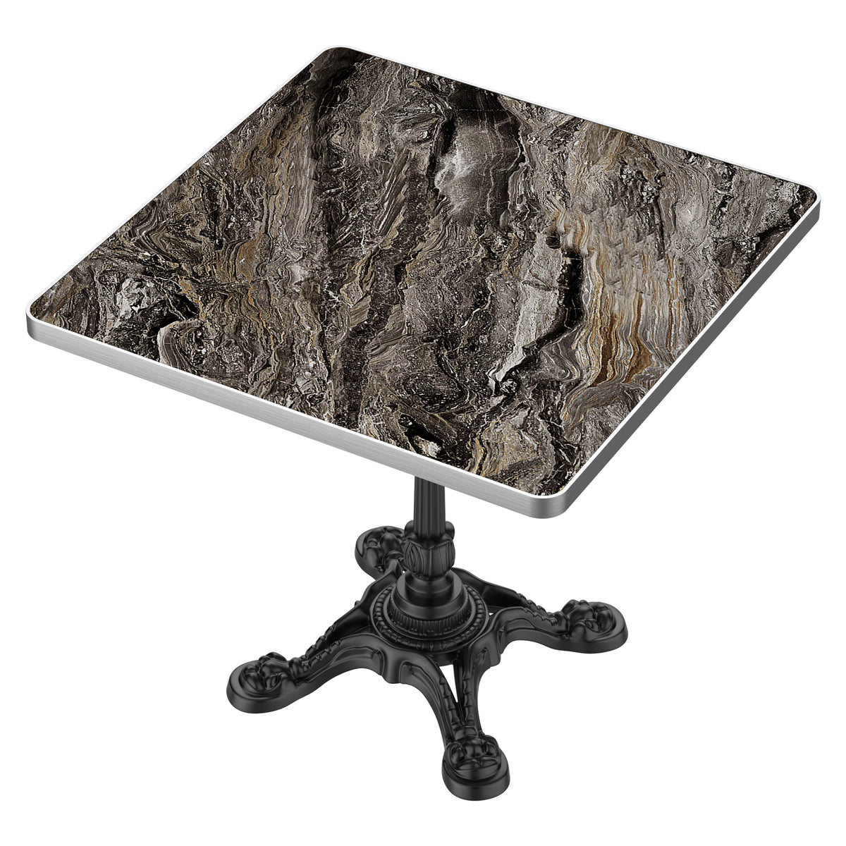 Gray Sintered Stone Square Outdoor Dining Table, 31.5 in Wide