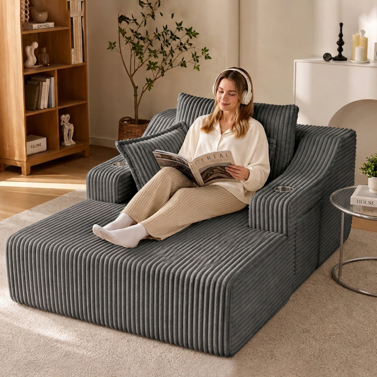 Gray Chaise Lounge Chair