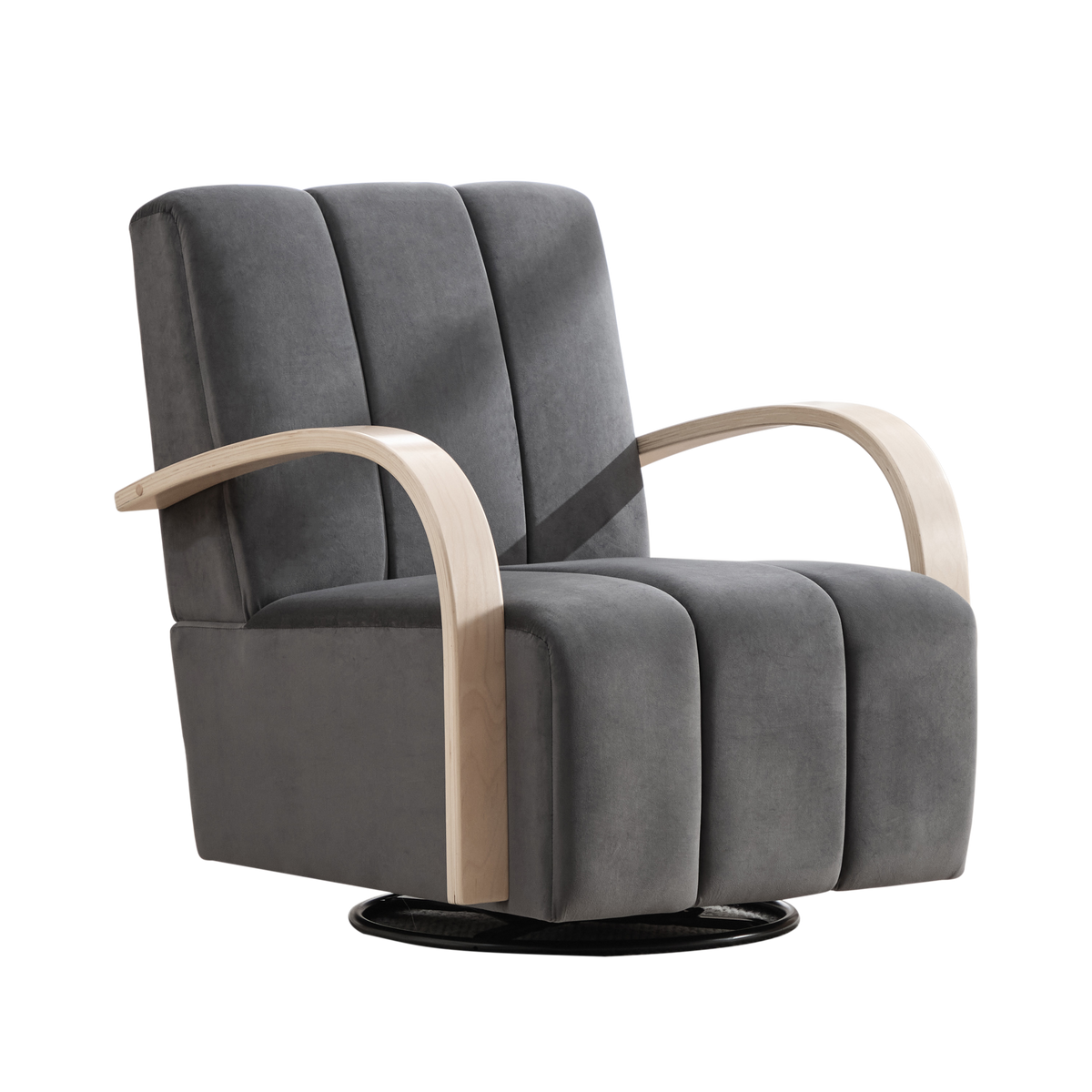 Charcoal Velvet Swivel Accent Chair