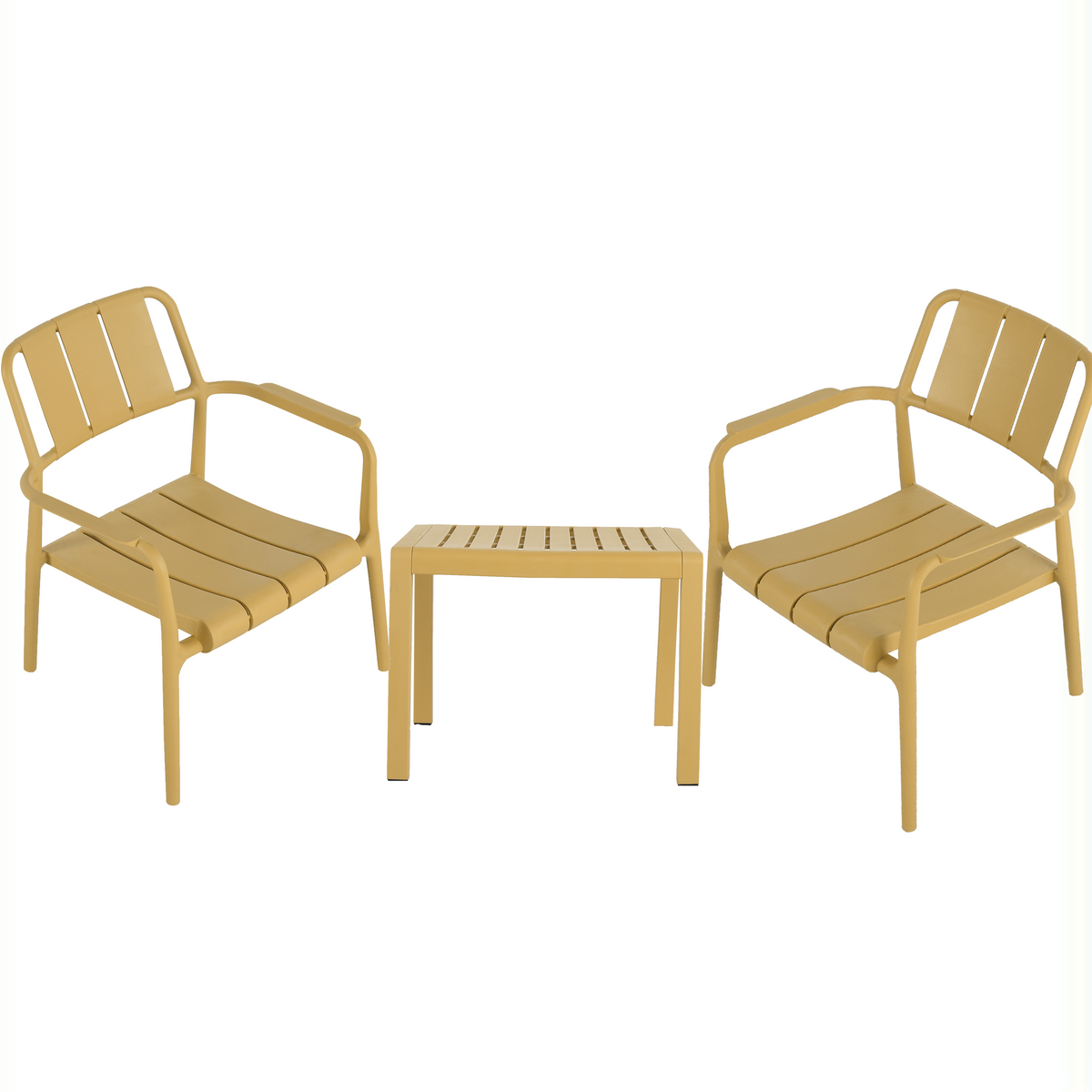 Yellow Resin 3-Piece Patio Conversation Set for 2