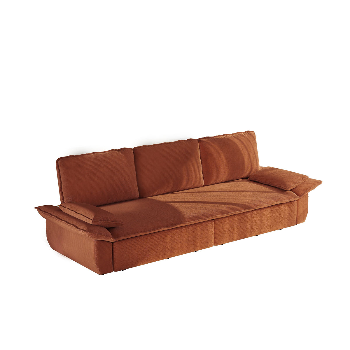 Orange Corduroy 3-Seat King Sleeper Sofa, 94.5 in Wide